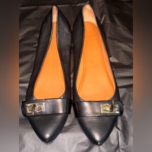 Givenchy Black Leather gold Shark Tooth Flats Size 39 1/2 (9)